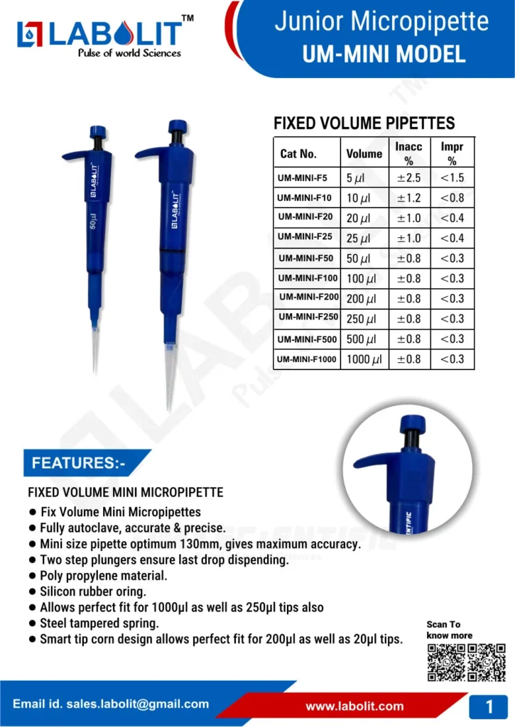 Mini Micropipettes labolit brand catlogue